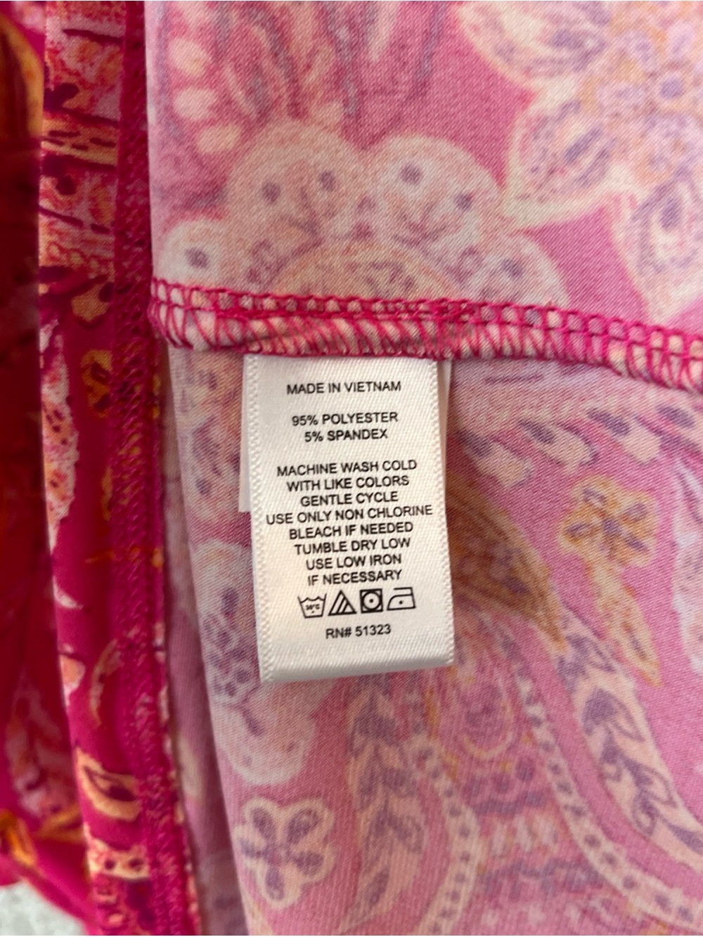 Cece Blouse Womens Medium Pink Orange Floral Paisley Stretch Pullover- 4857 - Picture 3 of 10